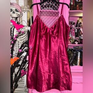 hot pink satin lingerie dress 2X